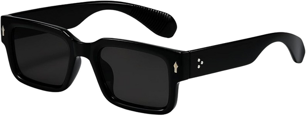 Men's trendy, chunky, rectangular, square-framed sunglasses in black shades