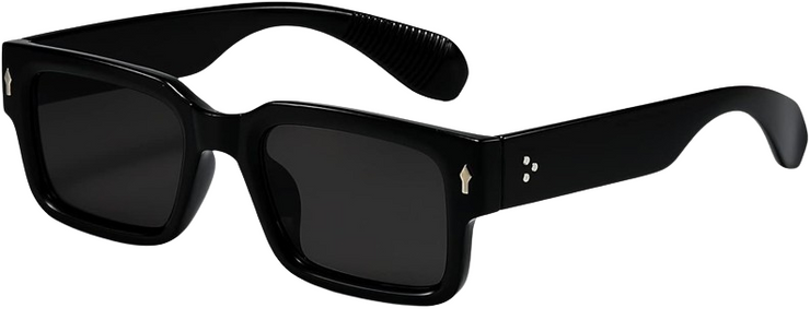 Men's trendy, chunky, rectangular, square-framed sunglasses in black shades
