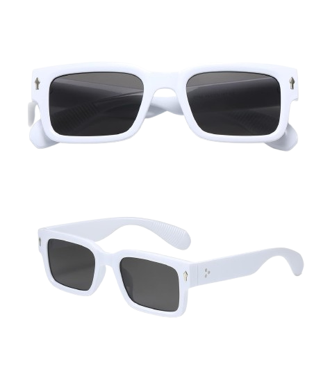 Men's trendy, chunky, rectangular, square-framed sunglasses in black shades