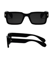 Men's trendy, chunky, rectangular, square-framed sunglasses in black shades