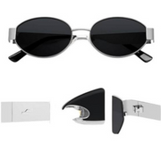 Women's Retro Oval Sunglasses with Classic grey Shades