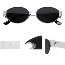 Women's Retro Oval Sunglasses with Classic grey Shades