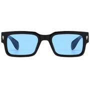 Men's trendy, chunky, rectangular, square-framed sunglasses in blue shades