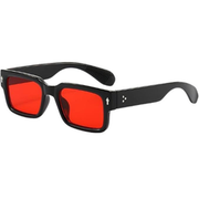 Men's trendy, chunky, rectangular, square-framed sunglasses in red shades