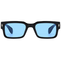Men's trendy, chunky, rectangular, square-framed sunglasses in blue shades