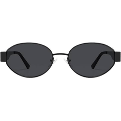 Women's Retro Oval Sunglasses with Classic black Shades