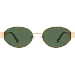 Women's Retro Oval Sunglasses with Classic green Shades